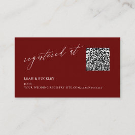 Cartão De Informações ArtsApp QR Code Burgundy Registry Luxe Calliografi