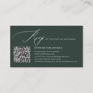 Cartão De Informações ArtsApp QR RSVP, Caligrafia Elegante Floresta Verd