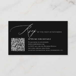 Cartão De Informações ArtsApp QR RSVP, Caligrafia Luxuosa em Preto e Bra