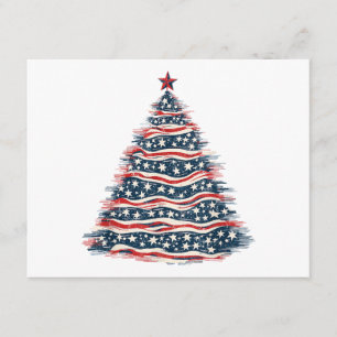Cartão De Informações Árvore de Natal da Bandeira Americana Patriótica