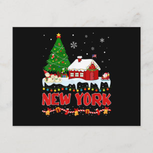 Cartão De Informações Árvore de Natal Luz Pijama Estado de Nova York