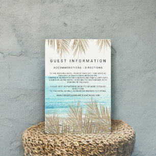 Cartão De Informações Árvore de palmeira de ouro moderna praia insere de