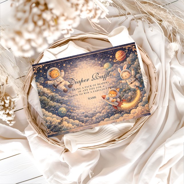 Cartão De Informações Astronaut Animals Space Diapper Raffle (Criador carregado)