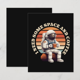Cartão De Informações Astronauta Bebendo Café