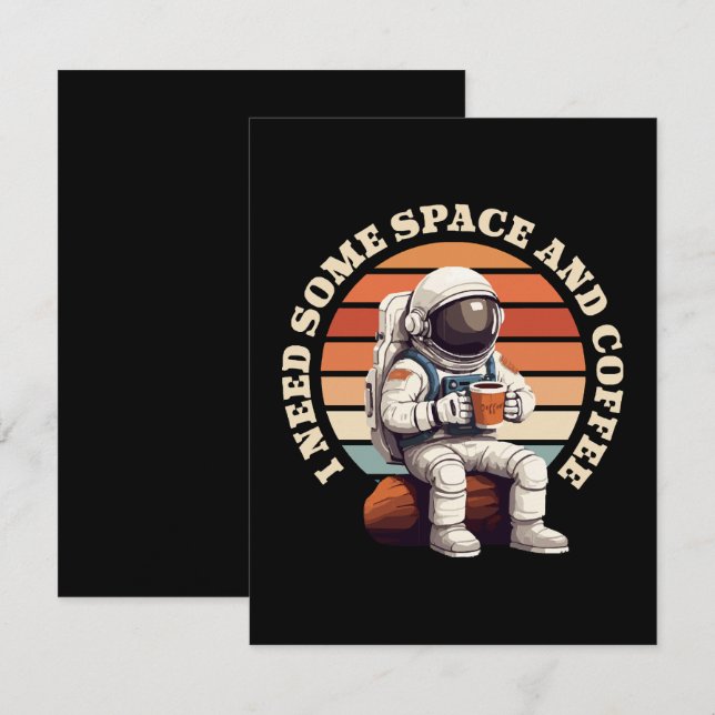 Cartão De Informações Astronauta Bebendo Café (Frente/Verso)