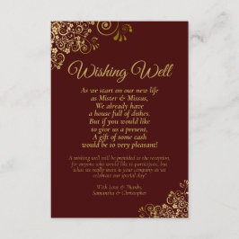 Cartão De Informações Auburn e Dourado Casamento de Locais Wishing Poem