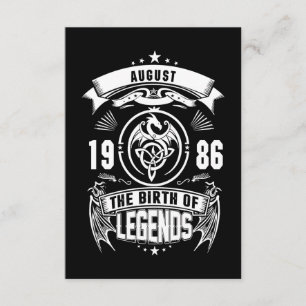 Cartão De Informações August Gift 1986 Nascimento Das Legendas