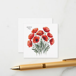 Cartão De Informações August Poppy Bloom - Presente de Aniversário Perso