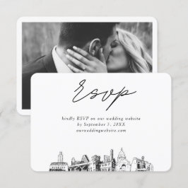 Cartão De Informações Austin Wedding Minimalist Sketch RSVP