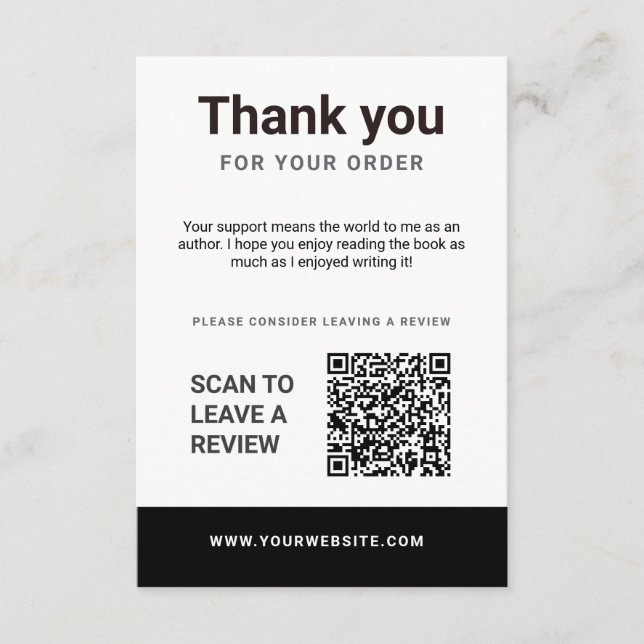 Cartão De Informações Author Thank You Insert Card Book Review Request (Frente)