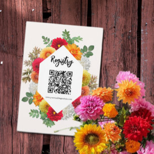 Cartão De Informações Autumn Dahlia Floral Fall Chá de panela