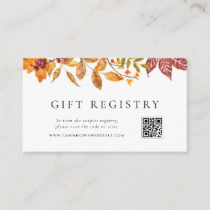 Cartão De Informações Autumn Deixa Garland Código QR Casamento Registro