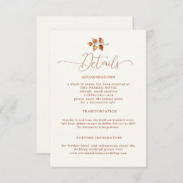Cartão De Informações Autumn Deixa Terracotta Elegante Detalhes Do Casam