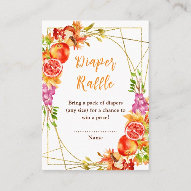 Cartão De Informações Autumn Fall Harvest Baby Shower Diaper Raffle (Frente)