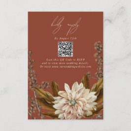 Cartão De Informações Autumn Floral Terracotta Casamento outono QR