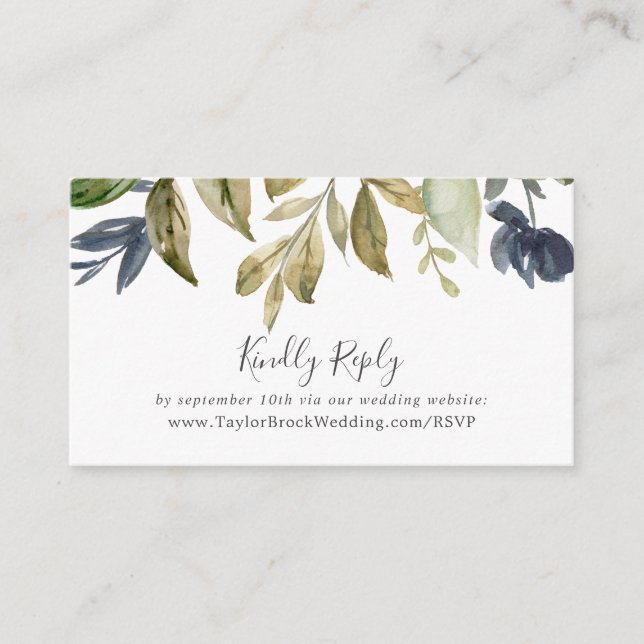 Cartão De Informações Autumn Greenery Website RSVP (Frente)