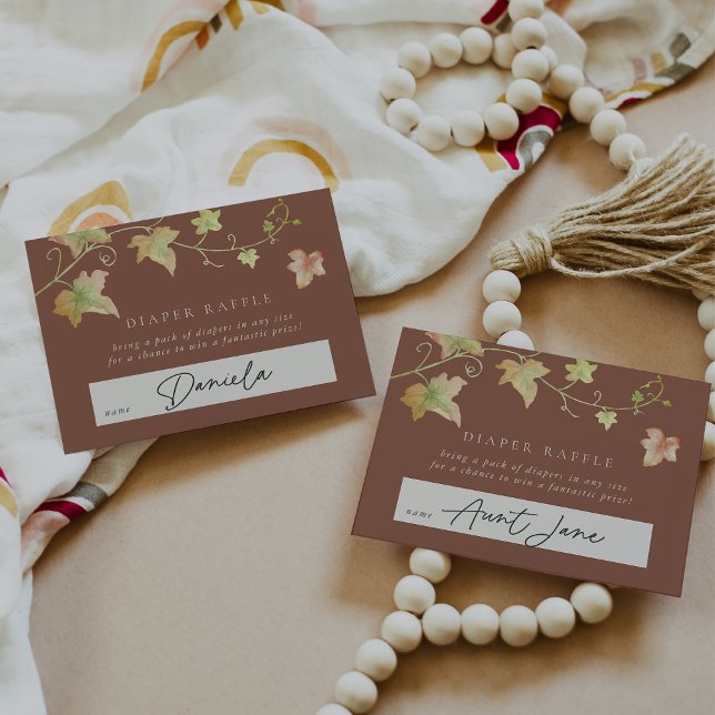 Cartão De Informações Autumn Leaves Fall Chá de fraldas Fralda Raffle (Criador carregado)