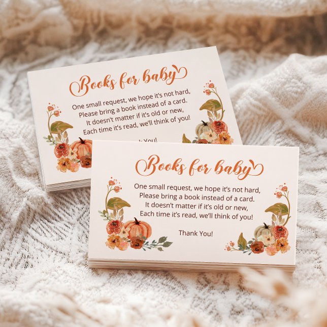 Cartão De Informações Autumn Little Pumpkin Books para Bebê (Criador carregado)