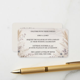 Cartão De Informações Autumn Pampas Grass Wedding Enclosure Card