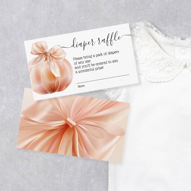 Cartão De Informações Autumn Pumpkin com uma Fralda Raffle (satin pumpkin with a bow)