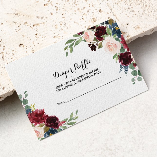 Cartão De Informações Autumn Rusling Burgundy Fralda Raffle (Criador carregado)