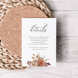 Cartão De Informações Autumn Rustic Floral, Detalhe Do Casamento