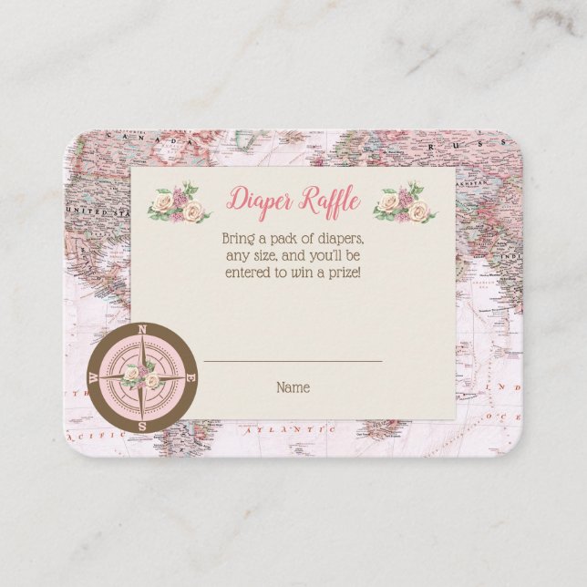 Cartão De Informações Aventura Aguarda o Mapa Mundial da Fralda Raffle (Frente)