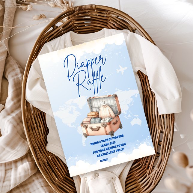 Cartão De Informações Aventura no Mapa Mundial Aguarda Fralda Raffle (Criador carregado)