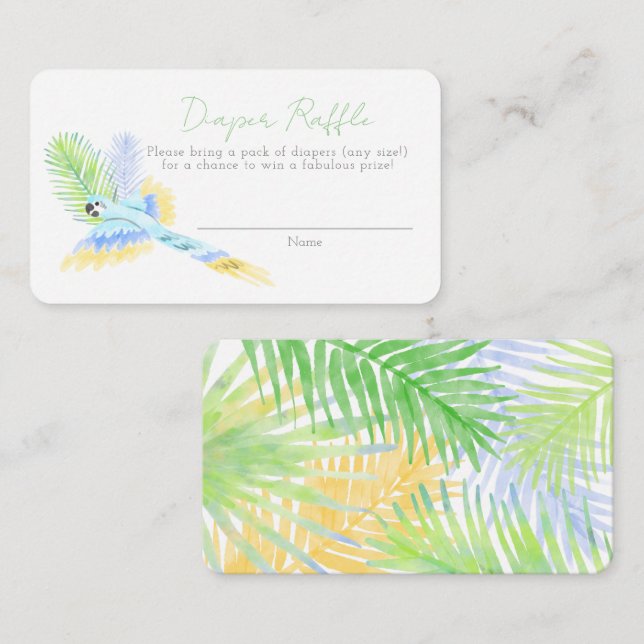 Cartão De Informações Aves Tropicais Havaianas - Fralda Raffle (Frente/Verso)