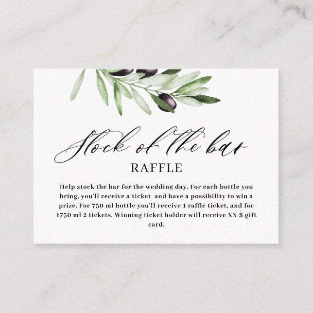 Cartão De Informações Azeite Verde — Chá de panela bar (Frente)