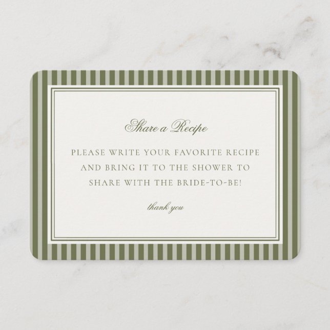 Cartão De Informações Azeitona Martini Verde Listrado Compartilhe uma Re (Frente)