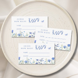 Cartão De Informações Azul Adivinha Quantos Beijos Jogo de Chá de panela