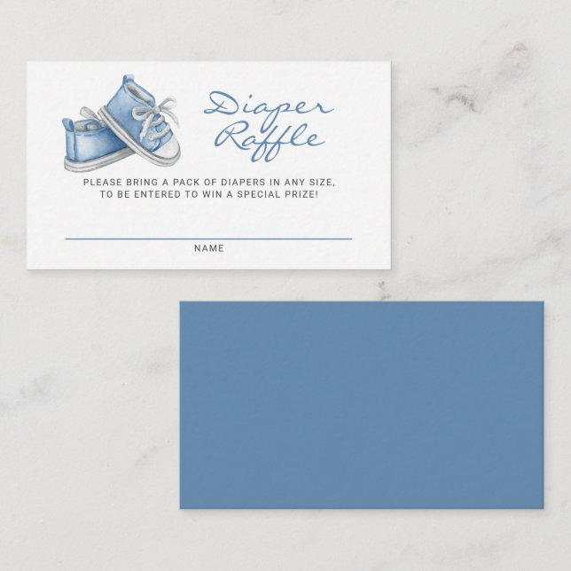 Cartão De Informações Azul Bebês Chá de fraldas Fralda Raffle (Frente/Verso)