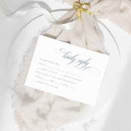 Cartão De Informações Azul Empoeirado Vintage Crest RSVP