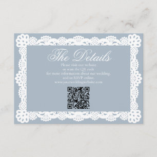 Cartão De Informações Azul Empoeirado Vintage Elegante Lace Website QR