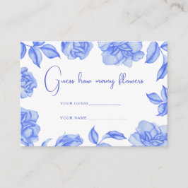 Cartão De Informações Azul floral - Adivinhe quantas flores