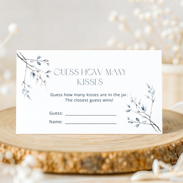 Cartão De Informações Azul Floral Blue Winter Botanic Supõe Quantos Beij (Criador carregado)