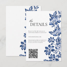 Cartão De Informações Azul floral delftware os detalhes florais do casam