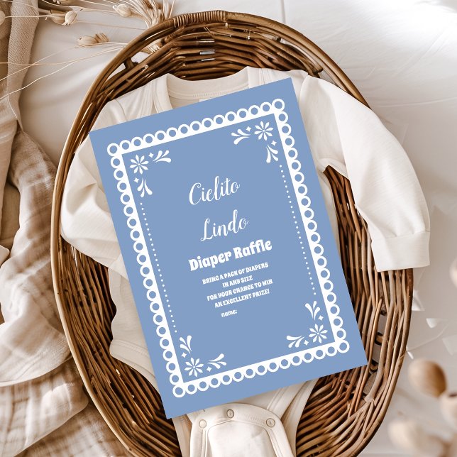 Cartão De Informações Azul Mexicano Cielito Lindo  Rifas de Fraldas (Criador carregado)