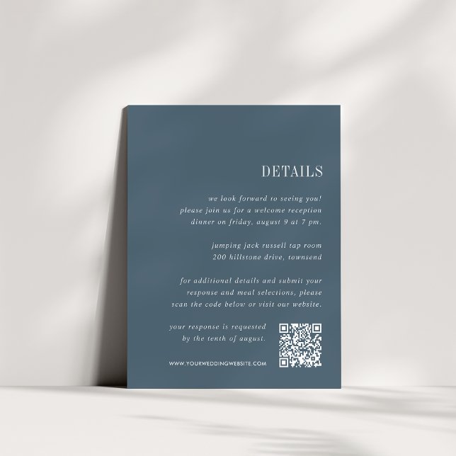 Cartão De Informações Azul Mineral | Detalhes do casamento All-in-One (Criador carregado)