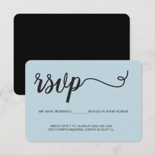 Cartão De Informações Azul Poeira Assento Reservado RSVP sem enviar pelo