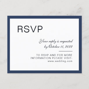 Cartão De Informações Azul profundo e branco. Moldura. Casamento moderno