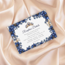 Azul Real Floral Quinceañera Tiara Dourada