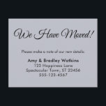 Cartão De Informações Azul Simples Dusty Mudamos de Endereço<br><div class="desc">Mantenha seus amigos e familiares atualizados com seu novo endereço usando esses cartões de folga simples. Um guião elegante e tradicional foi emparelhado com uma fonte simples, sans-serif, para um resultado bonito. Todas as camadas foram adicionadas separadamente e deixadas desbloqueadas para dar a você o controle de cheio de design...</div>