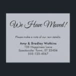 Cartão De Informações Azul Simples Dusty Mudamos de Endereço<br><div class="desc">Mantenha seus amigos e familiares atualizados com seu novo endereço usando esses cartões de folga simples. Um guião elegante e tradicional foi emparelhado com uma fonte simples, sans-serif, para um resultado bonito. Todas as camadas foram adicionadas separadamente e deixadas desbloqueadas para dar a você o controle de cheio de design...</div>