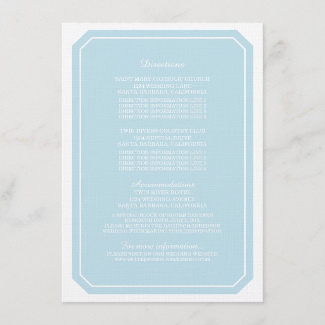 Cartão de informações azul simplesmente elegante (Frente)