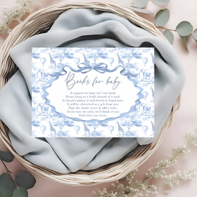 Cartão De Informações Azul Toile Safari Livros Animais Para Bilhete De B (Criador carregado)