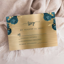 Azul Turquesa Floral Dourado Metal Escovado Casame