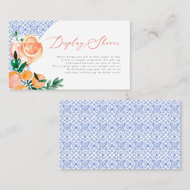 Cartão De Informações Azulejo Azul Italiano Positano - Chá de Exibição L (Frente/Verso)