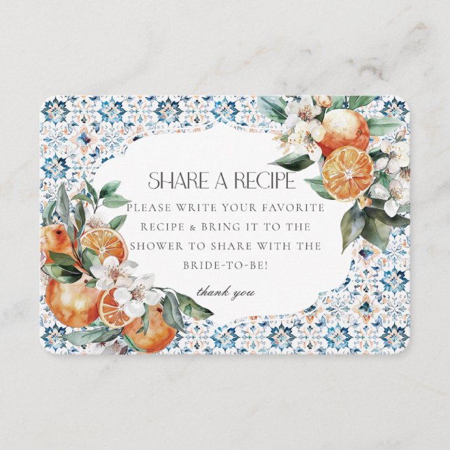 Cartão De Informações Azulejo da Toscana Itália Compartilha uma Receita  (Frente)